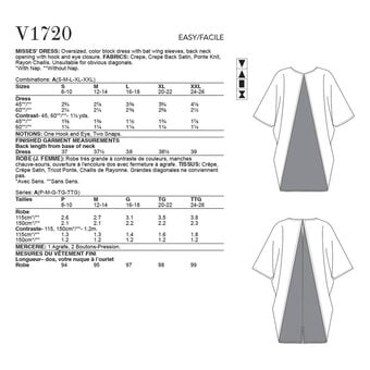 Vogue Women’s Dress Sewing Pattern V1720 (S-XXL)