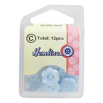 Hemline Sky Blue Flower Buttons 12.5mm 12 Pack image number 2