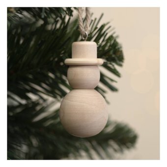 Hanging Wooden Snowman Decoration 6cm