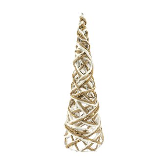 White and Gold Rattan Wire Tree 40cm