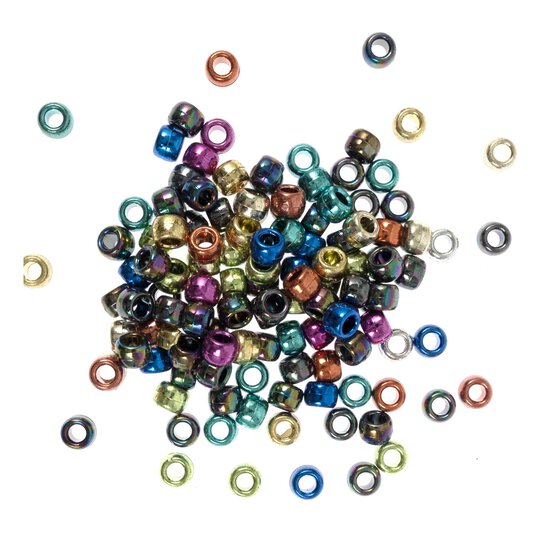 Mixed Metallic Pony Beads 50g image number 1