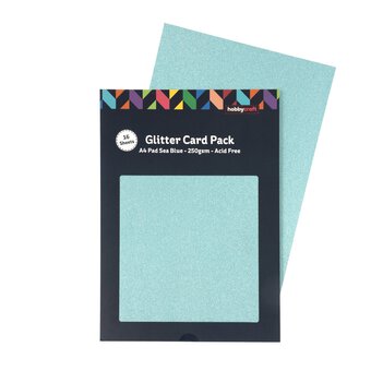 Sea Blue Glitter Card A4 16 Pack