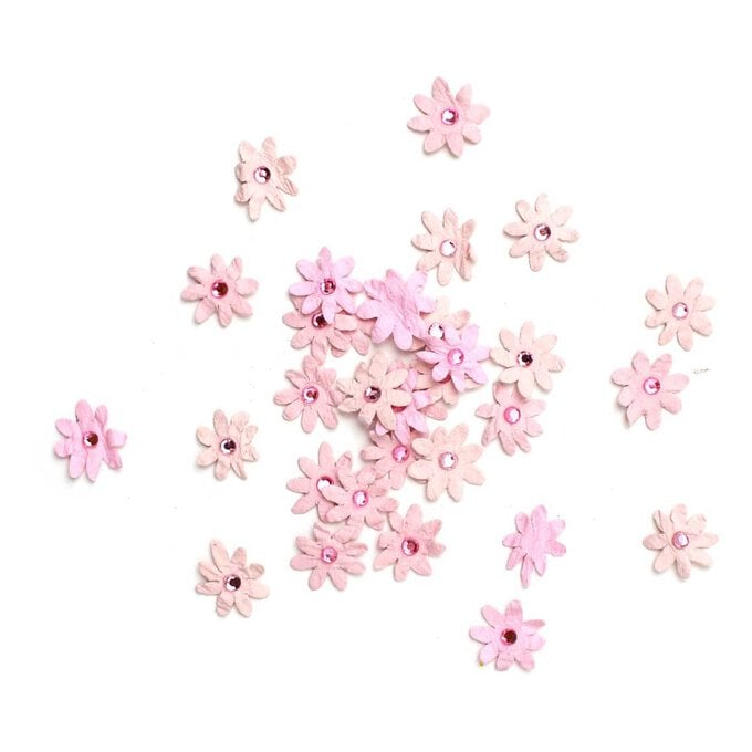 Pearl Pink Micro Jewelled Florette Paper Flowers 60 Pack image number 1