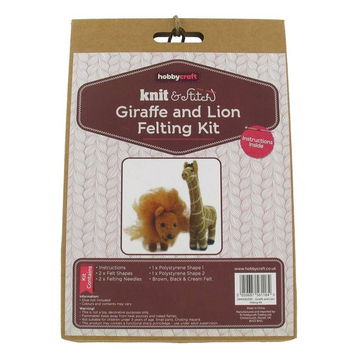 Giraffe and Lion Needle Felting Kit Hobbycraft