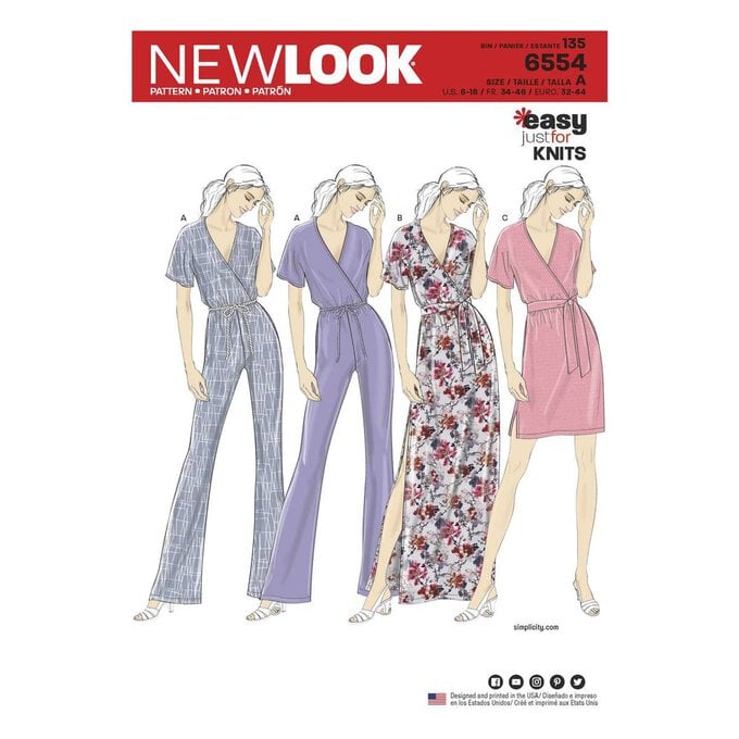 New Look Women's Jumpsuit and Dress Sewing Pattern 6554 image number 1