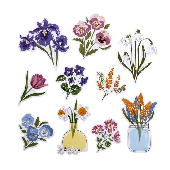 Floral Vinyl Sticker Toppers 10 Pieces image number 1