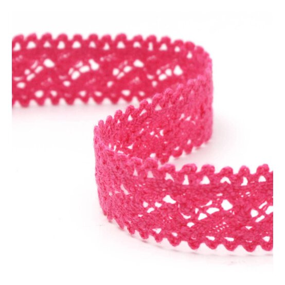 Fuchsia Cotton Lace Ribbon 18mm x 5m image number 1