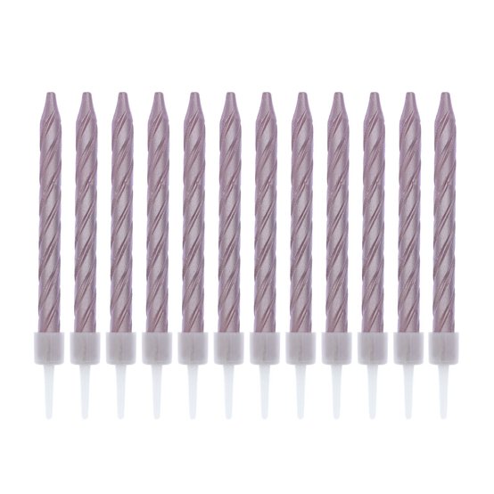 Pink Pearlescent Candles 12 Pack image number 1