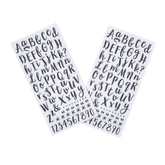 Black Handwriting Alphabet Chipboard Stickers 172 Pieces