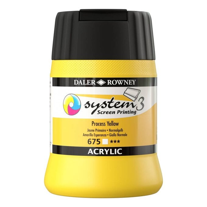 Daler-Rowney System3 Process Yellow Screen Printing Acrylic Ink 250ml image number 1