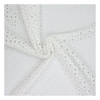 White Large Broderie Anglaise Fabric by the Metre