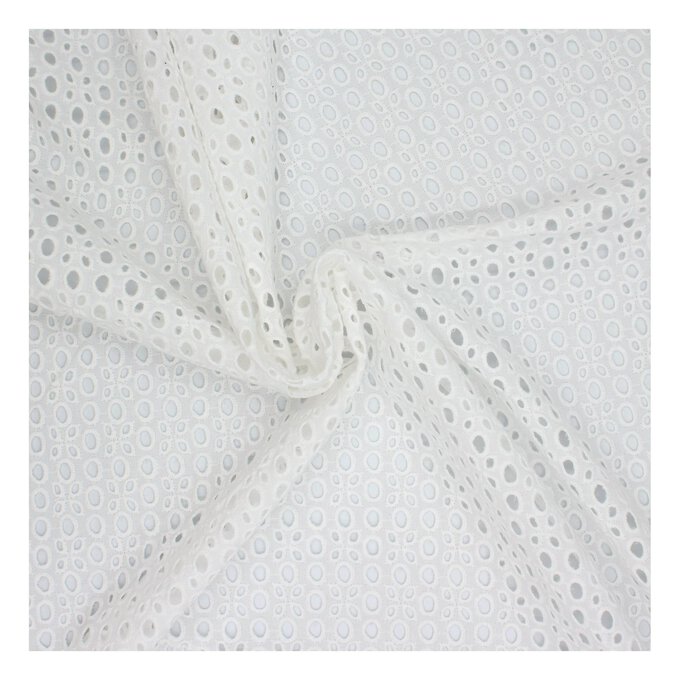 White Large Broderie Anglaise Fabric by the Metre image number 1