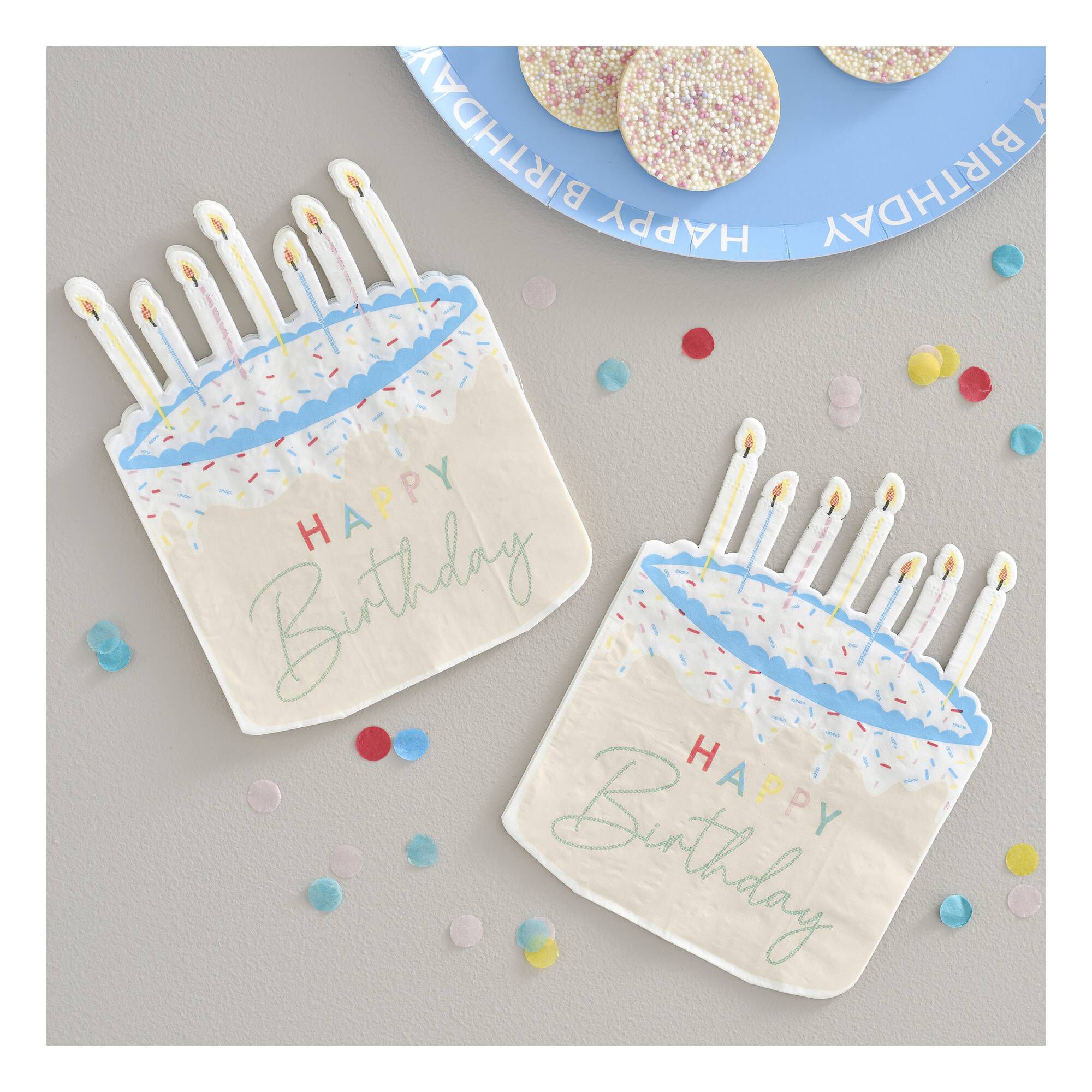 Ginger Ray CakeShaped Birthday Napkins 16 Pack Hobbycraft