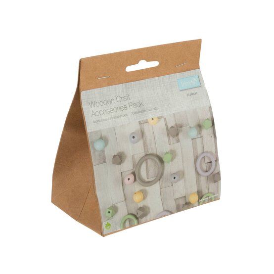 Trimits Pastel Wooden Craft Accessories Kit 33 Pieces image number 1