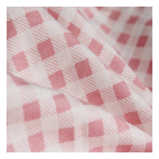 Baby Pink Check Winceyette Polycotton Fabric by the Metre image number 3