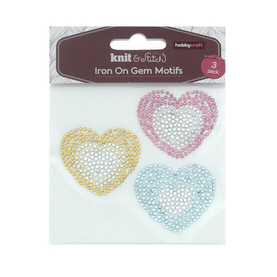 Heart Iron-On Gem Motifs 3 Pack image number 3