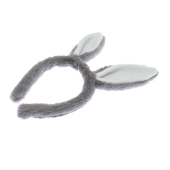 Grey and White Bunny Ears Headband