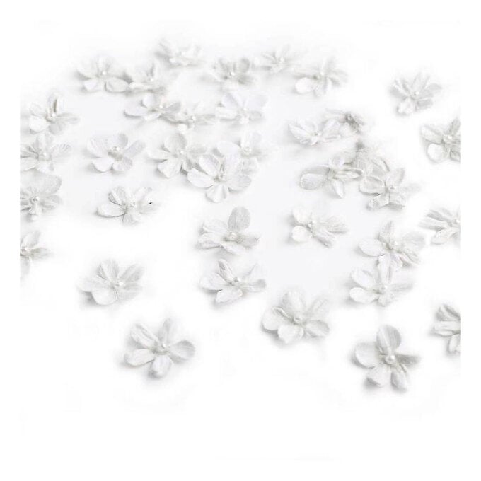 Petite White Pearl Flowers 40 Pieces image number 1