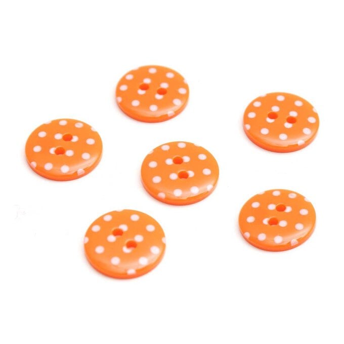 Hemline Polka Dot Orange Buttons 15mm 6 Pack image number 1