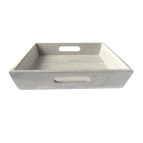 White Wash Wooden Tray 26cm x 26cm x 5cm image number 3