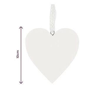 White Wooden Heart Decoration 10cm image number 4