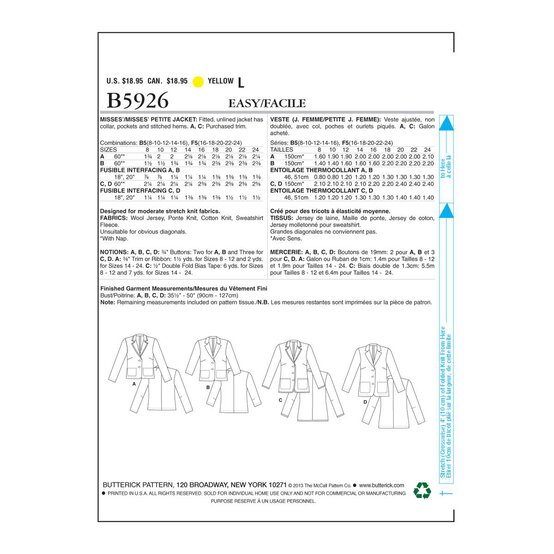 Simplicity Women’s Jacket Sewing Pattern B5926 (8-16) image number 6