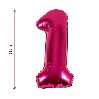 Extra Large Pink Foil Number 1 Balloon image number 2