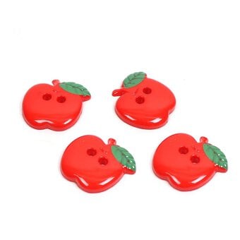 Hemline Red Novelty Apple Button 4 Pack