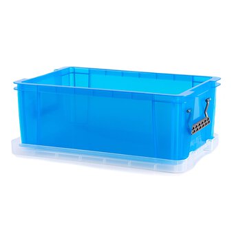 Whitefurze Allstore 10 Litre Transparent Blue Storage Box 4 Pack Bundle