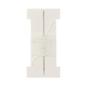 White Silk Bead Cord with Needle 0.6mm x 2m 