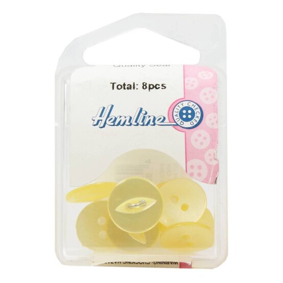 Hemline Yellow Basic Fish Eye Button 8 Pack image number 2