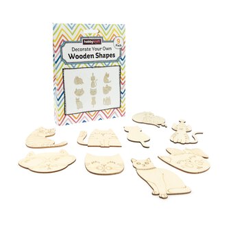Decorate Your Own Cat Wooden Shapes 9 Pack