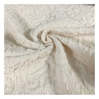 Cream Embroidered Floral Fabric by the Metre