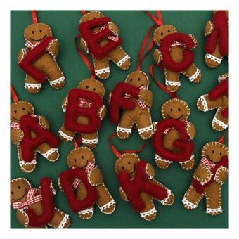 Hanging Gingerbread Felt Letter K Decoration