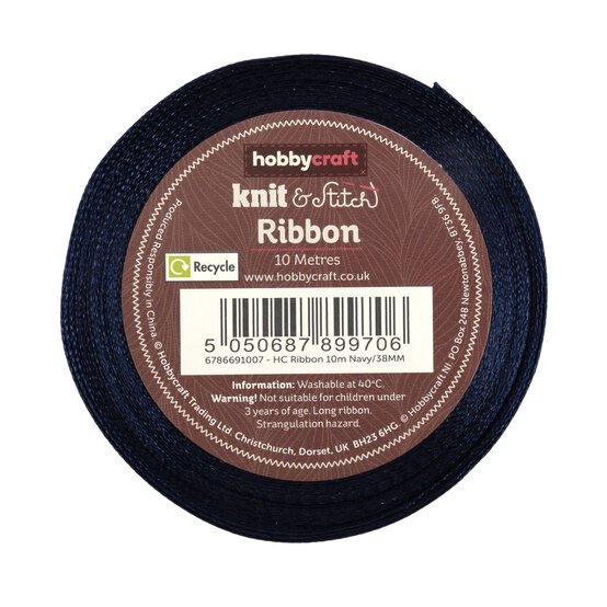 Navy Satin Ribbon 38mm x 10m image number 2