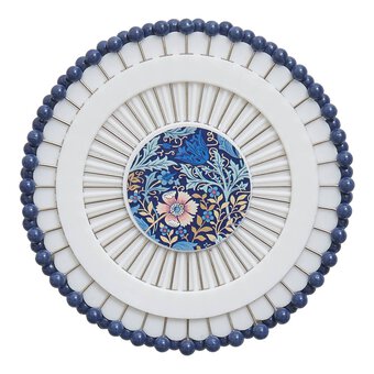 Blue Woodblock Floral Plastic Head Pins 40 Pack