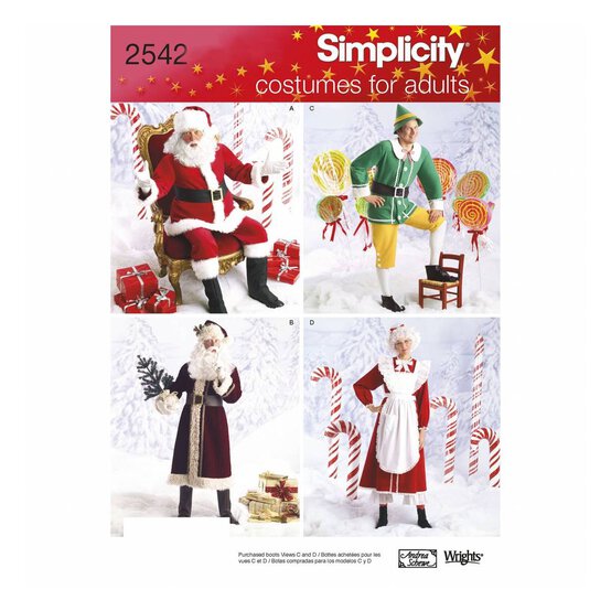 Simplicity Santa And Elf Outfit Sewing Pattern 2542 ) Extra Large