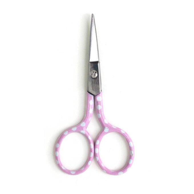 Hemline Pink Polka Dot Embroidery Scissors 9cm