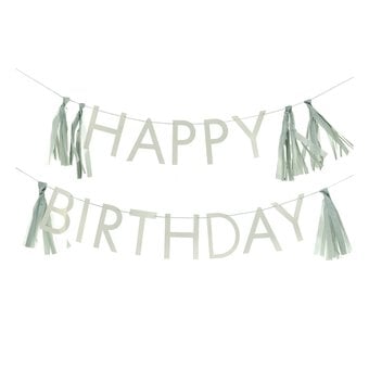 Ginger Ray Sage Green Happy Birthday Bunting with Tassels 1.5m