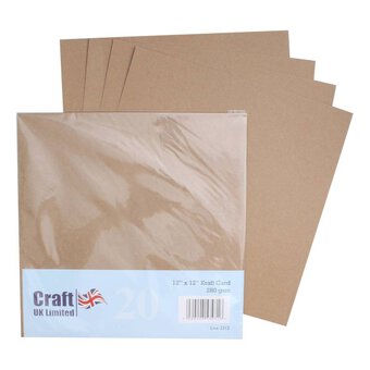 Kraft Card 12 x 12 Inches 20 Sheets