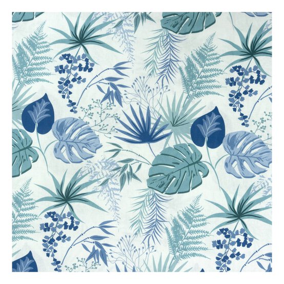 Blue Palm Leaf Cotton Fabric by the Metre image number 2