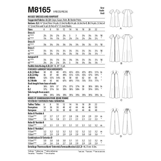 McCall&rsquo;s Dress and Jumpsuit Sewing Pattern M8165 (6-14) image number 2