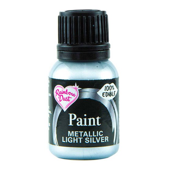 Rainbow Dust Silver Edible Metallic Food Paint 25ml image number 1
