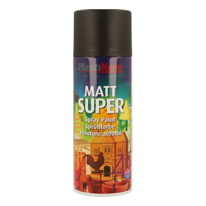 PlastiKote Black Matt Super Spray Paint 400ml Hobbycraft