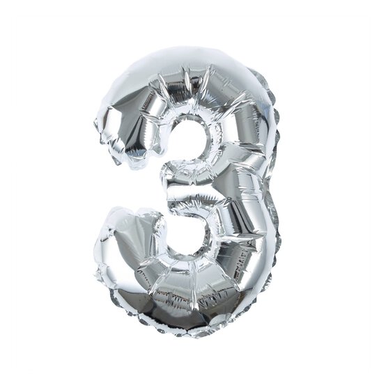 Silver Foil Number 3 Balloon image number 1
