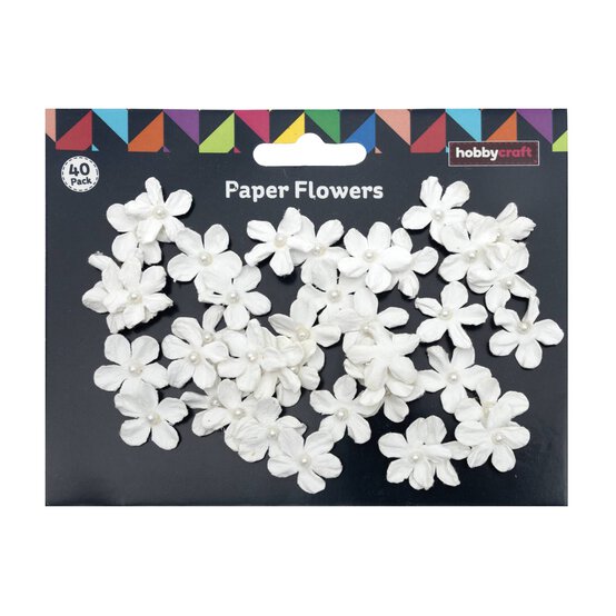 Petite White Pearl Flowers 40 Pieces