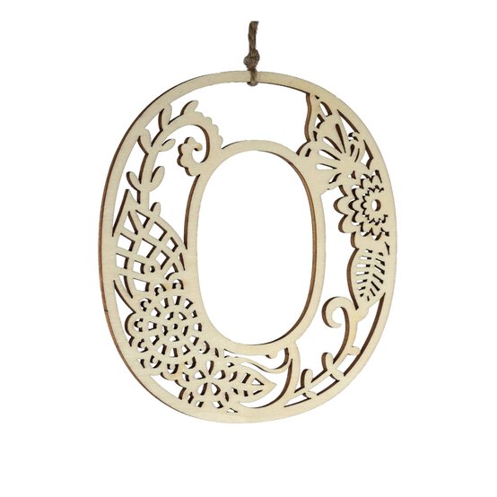 Wooden Filigree Hanging Letter O 12cm image number 1