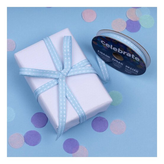 Baby Blue Grosgrain Running Stitch Ribbon 6mm x 5m image number 5