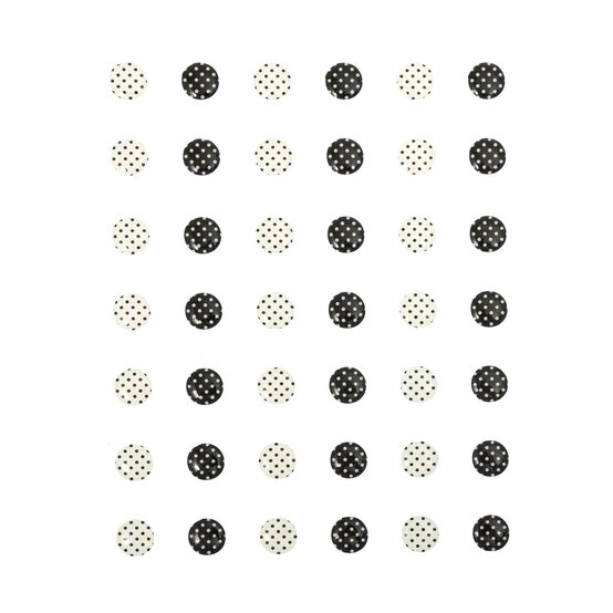 Adhesive Black and White Polka Dot Gems 42 Pack  image number 1