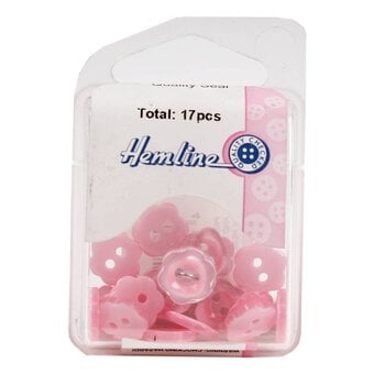 Hemline Pink Basic Flower Button 17 Pack image number 2